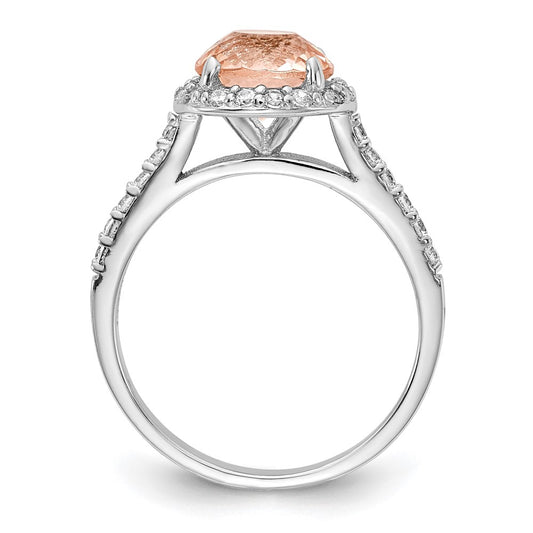 Shop Cheryl M Sterling Silver Halo Ring | 100 Facet Simulated Morganite, Stylish Design