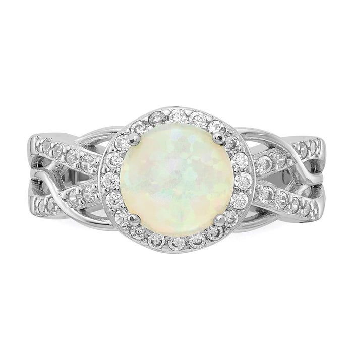 Exclusive 14K Gold Woven Pattern Ring with Lab-Created Opal - Stylish Value-4