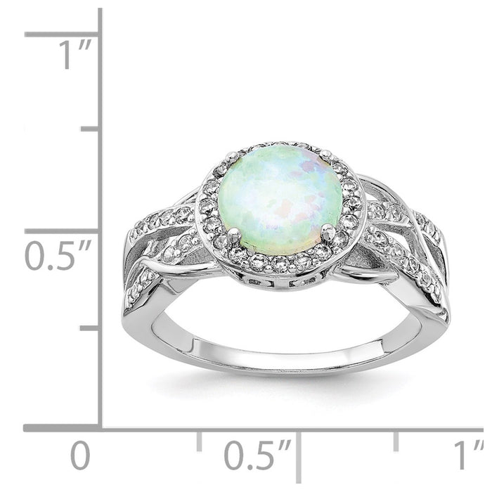 Order Stylish Cheryl M Sterling Silver Ring, 14K Rhodium-Plated, Opal & CZ-4