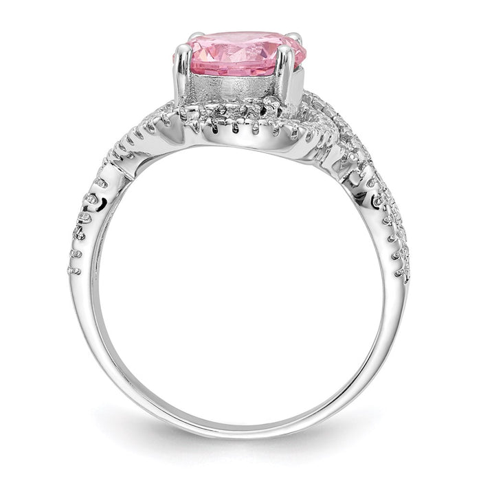 Buy Cheryl M Sterling Silver Rhodium-Plated CZ Ring - Stylish Pink & White Elegance-2