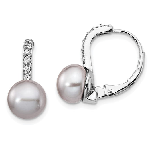 Buy Stylish Cheryl M Sterling Silver Rhodium-Plated Pearl Earrings - Luxe CZ