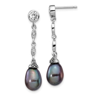 Exclusive Cheryl M Sterling Silver Black Teardrop Pearl Earrings - Stylish Value!