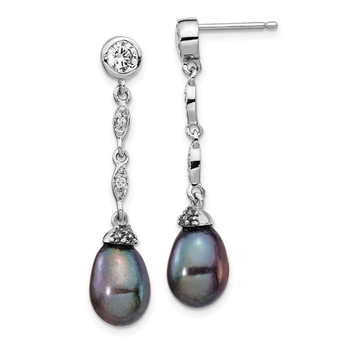 Exclusive Cheryl M Sterling Silver Black Teardrop Pearl Earrings - Stylish Value!-1