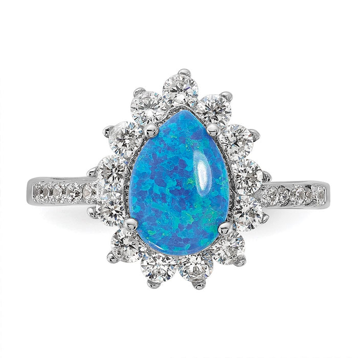 High-Quality Cheryl M Teardrop Ring, 14K Gold, Stylish Blue Opal & CZ-4