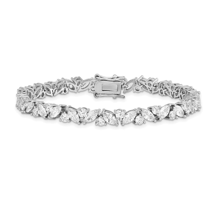Shop Exclusive 7.25-Inch Cheryl M Sterling Silver Bracelet with CZ Stones-3