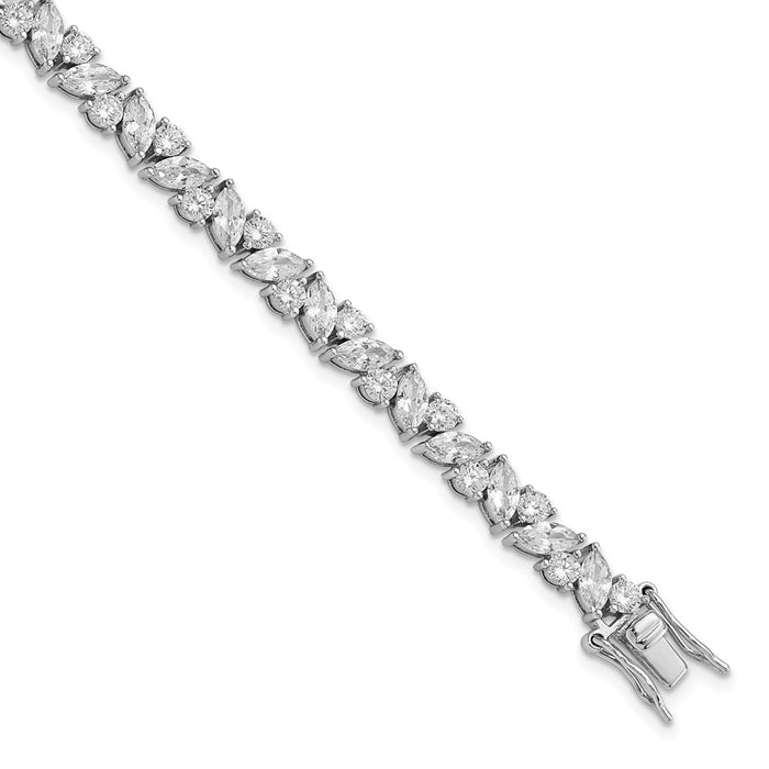 Shop Exclusive 7.25-Inch Cheryl M Sterling Silver Bracelet with CZ Stones-1