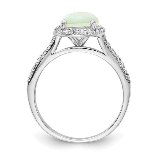 Exclusive 14K Gold Rhodium-Plated Opal Ring with CZ Halo - Stylish Value