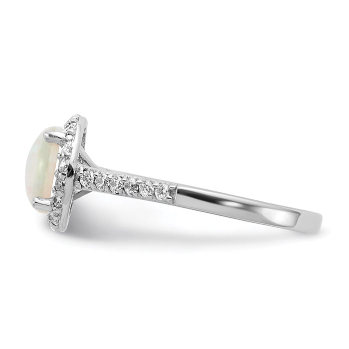 Shop Stylish Cheryl M Sterling Silver Opal & CZ Halo Ring - 14K Gold Value!-3