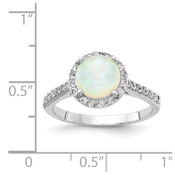 Shop Stylish Cheryl M Sterling Silver Opal & CZ Halo Ring - 14K Gold Value!-4