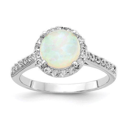 Shop Stylish Cheryl M Sterling Silver Opal & CZ Halo Ring - 14K Gold Value!