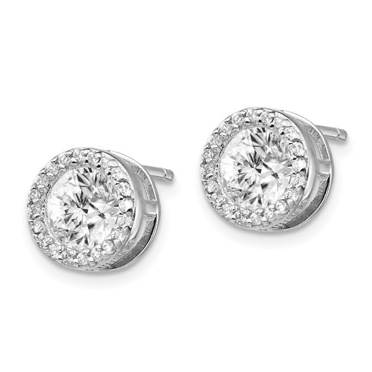 Exclusive 14K Gold .85mm Rhodium-Plated CZ Halo Stud Earrings | Stylish Value