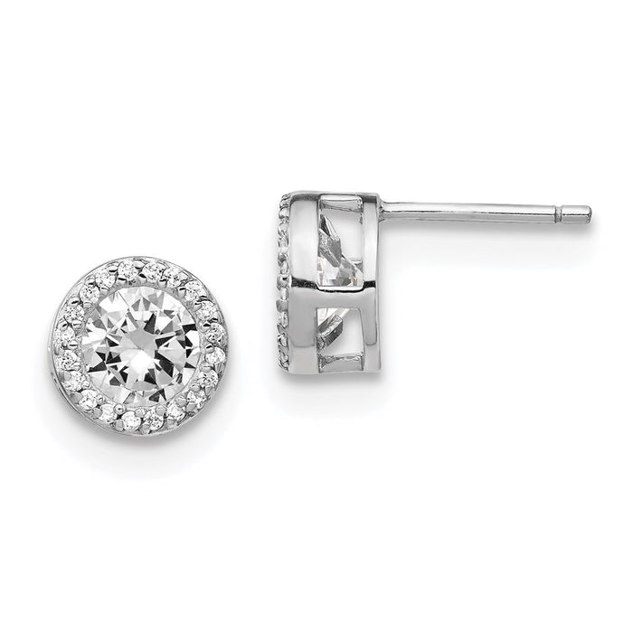 Exclusive 14K Gold .85mm Rhodium-Plated CZ Halo Stud Earrings | Stylish Value-1