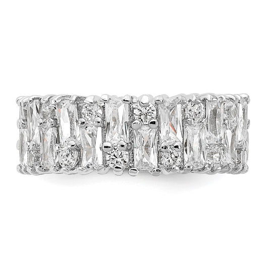 Shop Exclusive Cheryl M Sterling Silver Rhodium-Plated CZ Ring - Stylish Design!