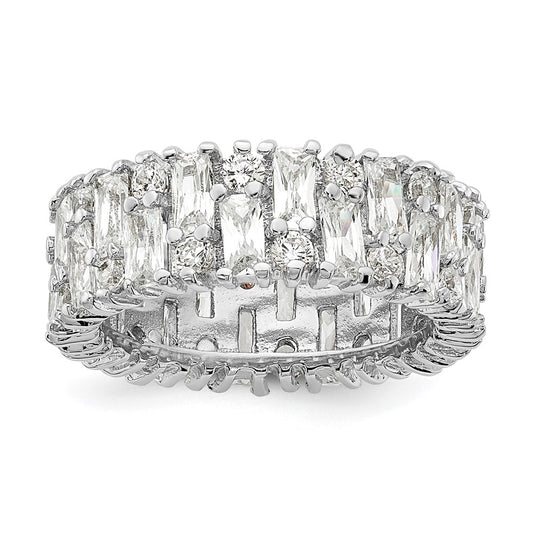 Shop Exclusive Cheryl M Sterling Silver Rhodium-Plated CZ Ring - Stylish Design!