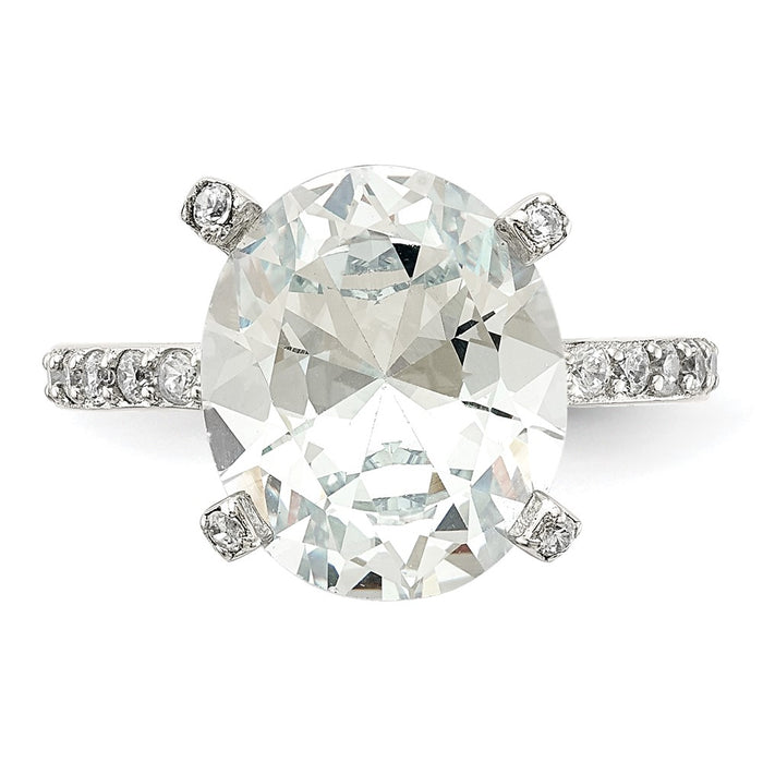 High-Quality Cheryl M Sterling Silver Rhodium-Plated Oval CZ Ring - Stylish Gemstone Accessory-3