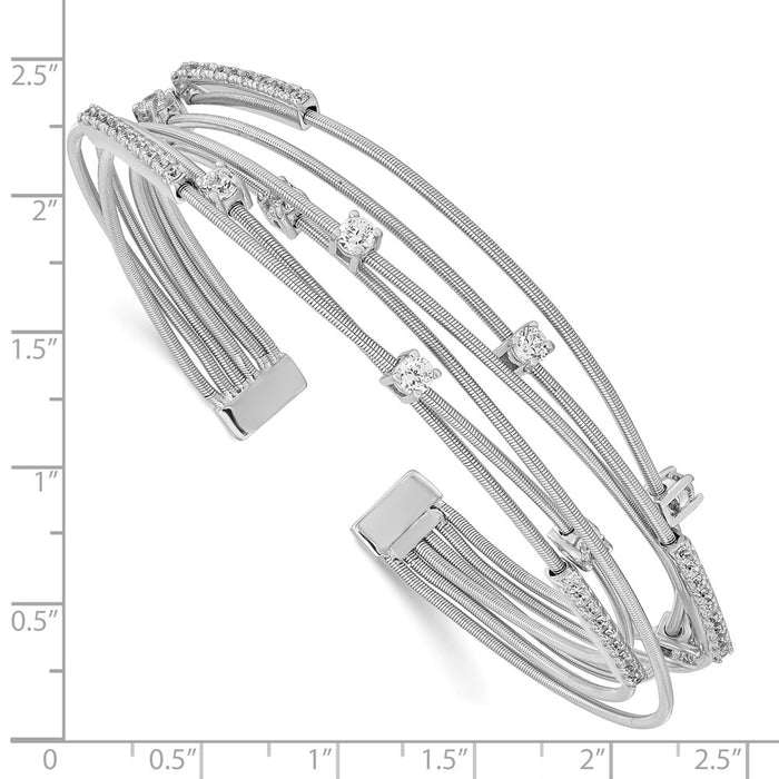 Buy Stylish Cheryl M Rhodium-Plated Sterling Silver Bangle with CZs-3