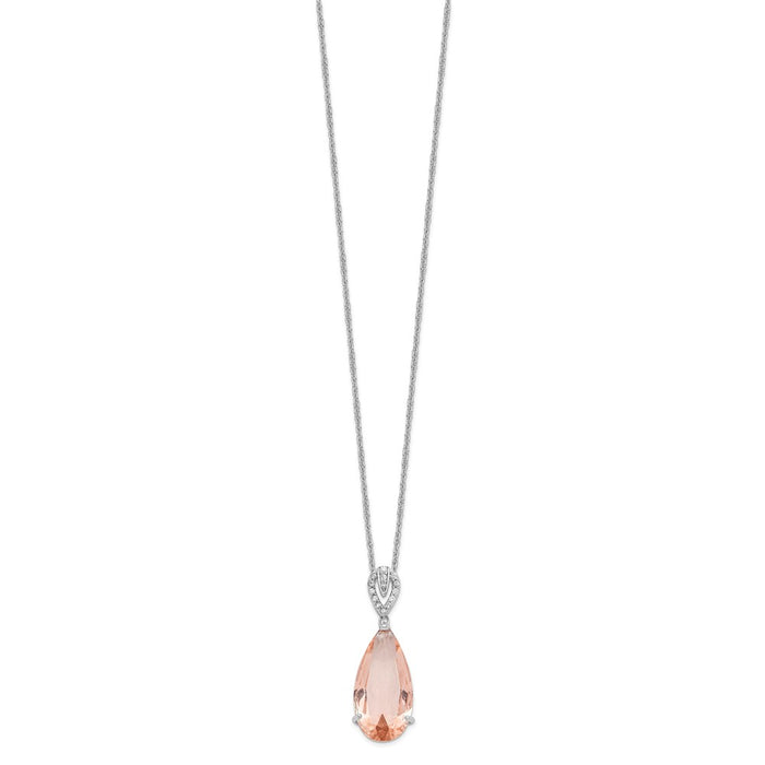 Exclusive 18" Teardrop Necklace in Sterling Silver with Simulated Morganite - Stylish Value-2