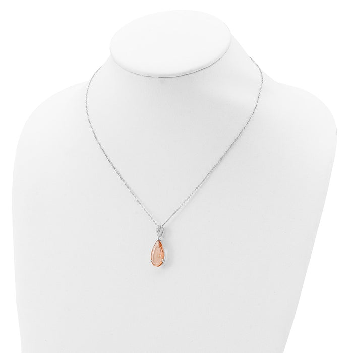Exclusive 18" Teardrop Necklace in Sterling Silver with Simulated Morganite - Stylish Value-3