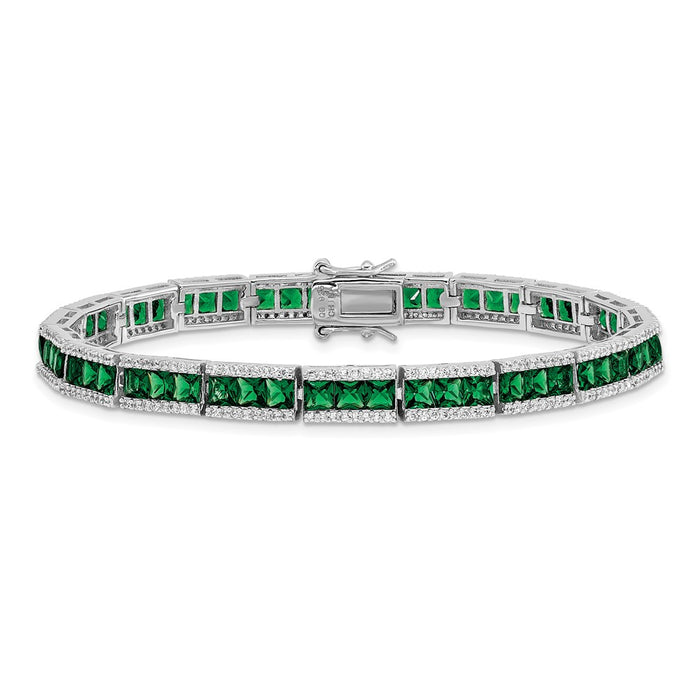 Buy Exclusive Cheryl M Sterling Silver Bracelet - 7.25", Green Nano Crystal & CZ-3