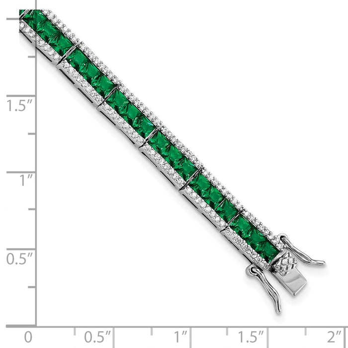 Buy Exclusive Cheryl M Sterling Silver Bracelet - 7.25", Green Nano Crystal & CZ-4