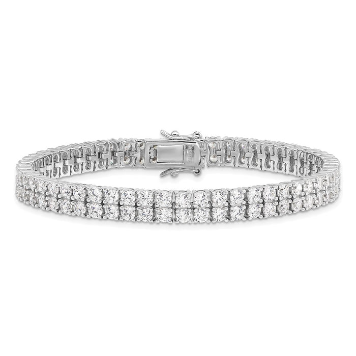 Shop Stylish 7.5-Inch Cheryl M Sterling Silver Tennis Bracelet with CZ, Luxury Look-3