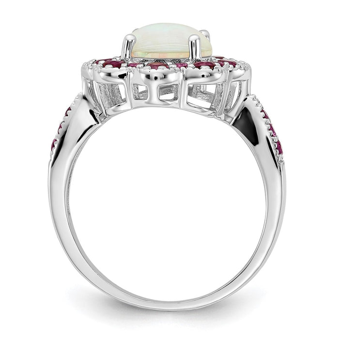 Shop Exclusive Cheryl M Sterling Silver Opal & Red Nano Crystal Ring - Stylish Design-2