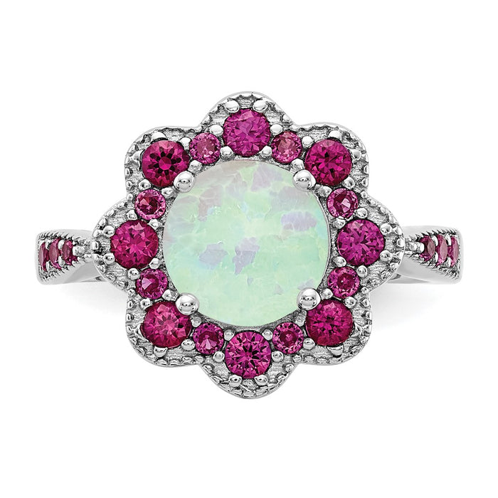 Shop Exclusive Cheryl M Sterling Silver Opal & Red Nano Crystal Ring - Stylish Design-5