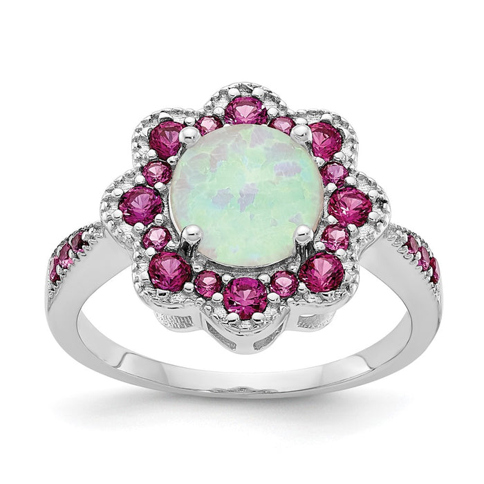 Shop Stylish Cheryl M Sterling Silver Ring with Lab-Created Opal, 14K Gold Accent-1