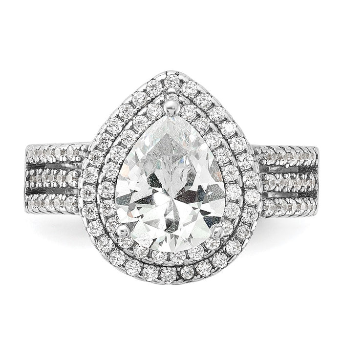 Exclusive Cheryl M Sterling Silver Rhodium-Plated Double Halo Ring, 1.5 ct CZ-4
