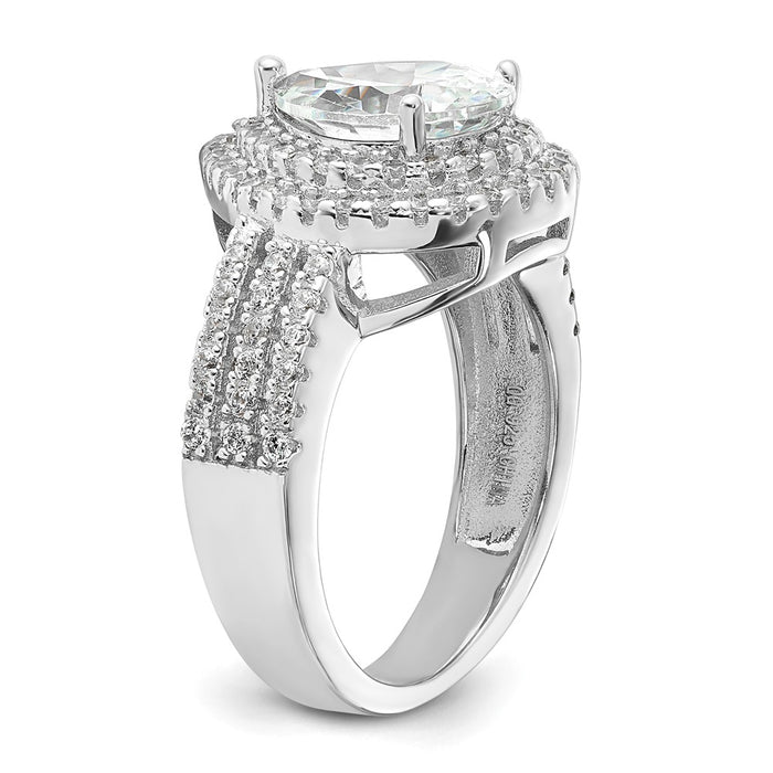 Buy Stylish Cheryl M Sterling Silver Double Halo Ring - 14K Rhodium-Plated, CZ-6