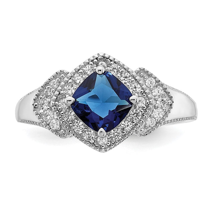 Buy Exclusive Cheryl M Sterling Silver Cushion-Cut Blue Glass Ring - Affordable Luxury-3