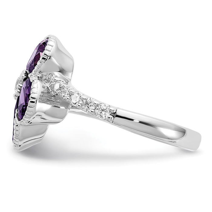 Shop High-Quality Cheryl M Sterling Silver Flower Ring, 14K Rhodium-Plated, Stylish CZs-2