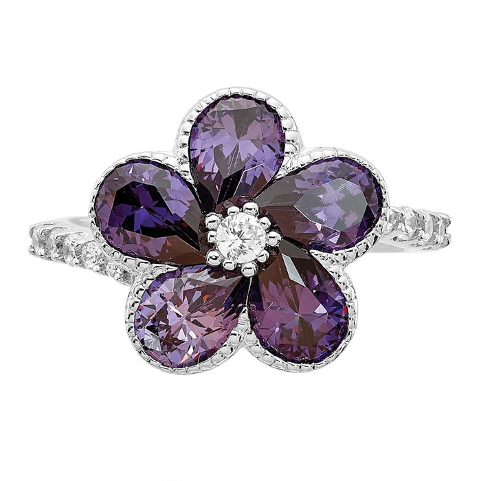 Shop High-Quality Cheryl M Sterling Silver Flower Ring with CZs | Stylish-4