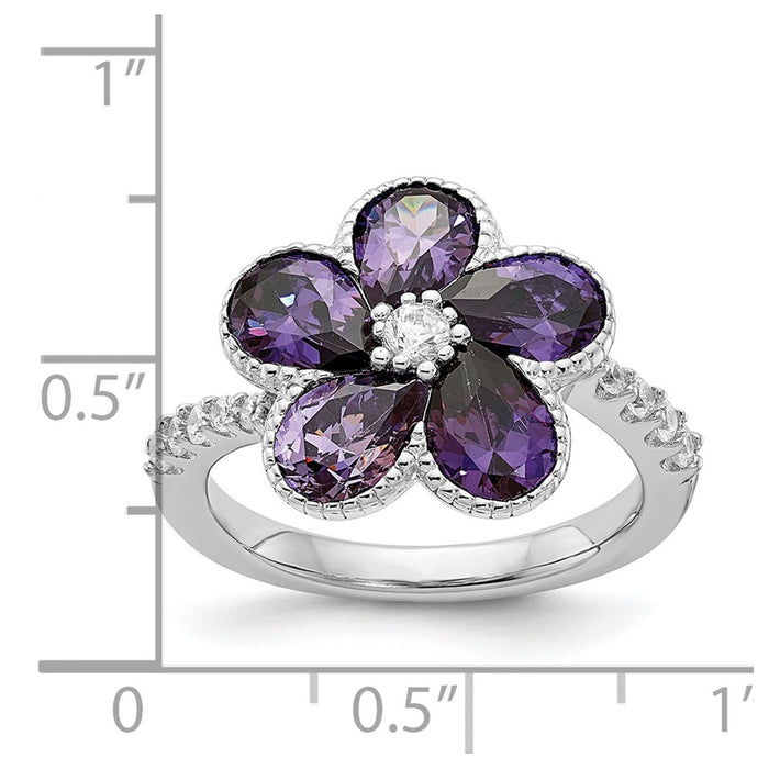 Shop High-Quality Cheryl M Sterling Silver Flower Ring with CZs | Stylish-2