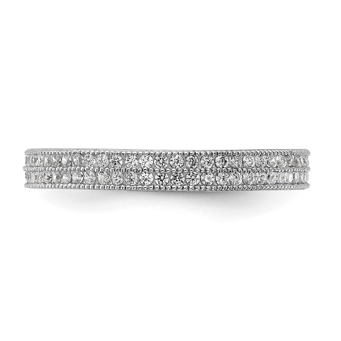 Shop Exclusive Cheryl M Sterling Silver Eternity Ring, 2 Rows, CZs - Stylish!-3