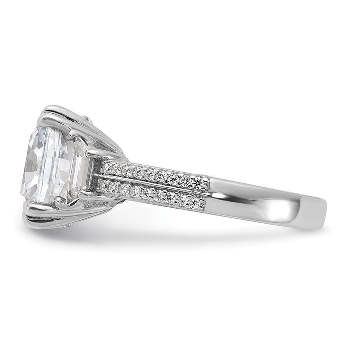 Buy Exclusive Cheryl M Sterling Silver Rhodium-Plated Cushion-Cut CZ Ring-3