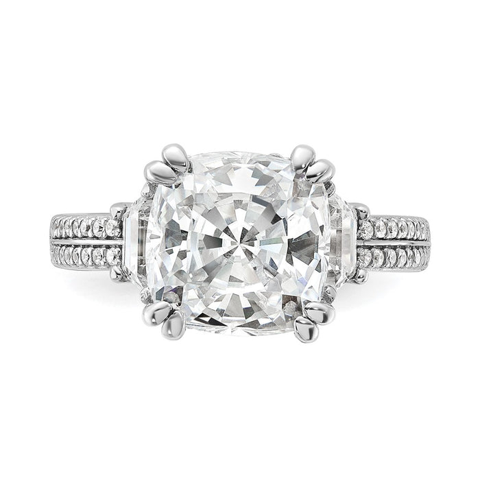 Buy Exclusive Cheryl M Sterling Silver Rhodium-Plated Cushion-Cut CZ Ring-4
