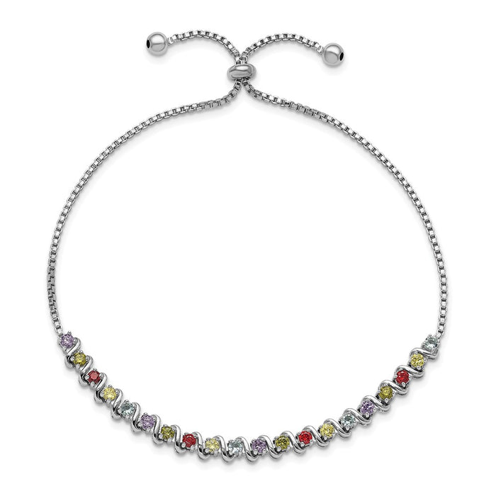 Exclusive Cheryl M Adjustable Bracelet - Multi-Color CZ in Rhodium-Plated Silver-3