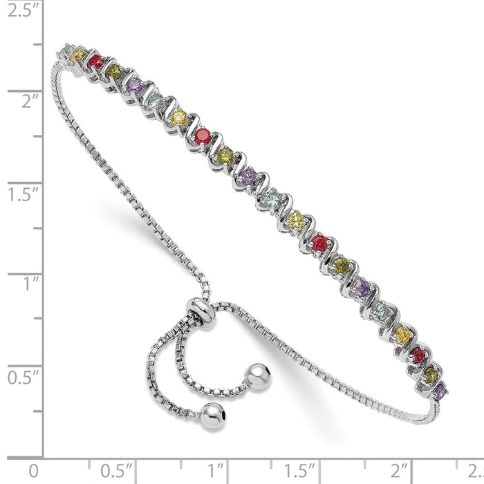 Exclusive Cheryl M Adjustable Bracelet - Multi-Color CZ in Rhodium-Plated Silver-2