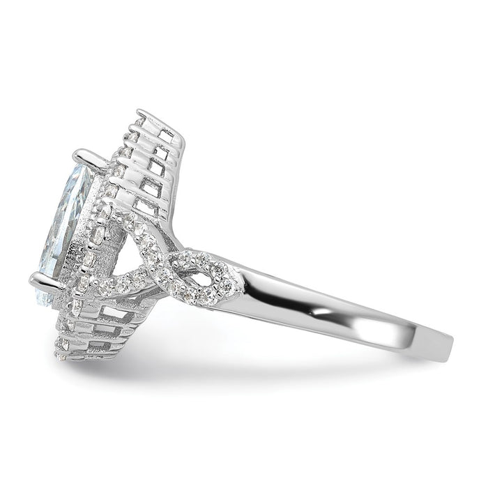 Shop Stylish Rhodium-Plated Sterling Silver Teardrop CZ Ring | 14K Gold Finish-3