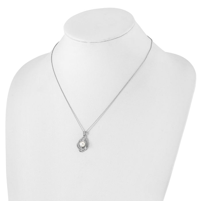 Buy Exclusive 18" Sterling Silver Teardrop Necklace with Freshwater Pearls-3