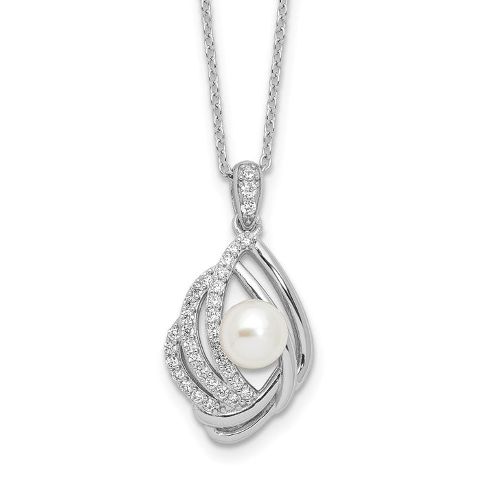 Buy Exclusive 18" Sterling Silver Teardrop Necklace with Freshwater Pearls-1