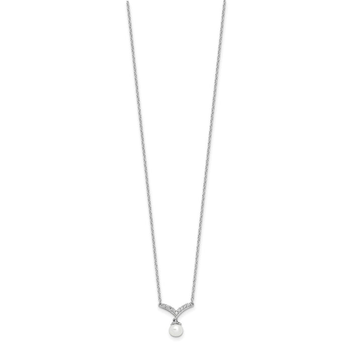 Buy Exclusive 18-Inch Cheryl M Sterling Silver Necklace with Pearl & CZ Accents-2