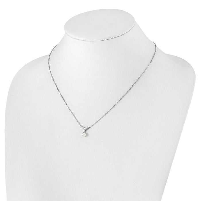 Buy Exclusive 18-Inch Cheryl M Sterling Silver Necklace with Pearl & CZ Accents-3
