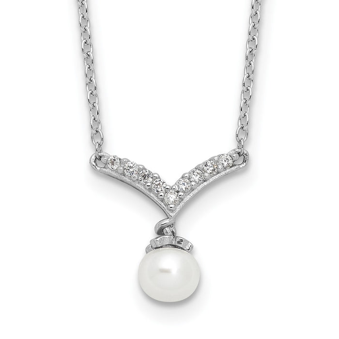 Buy Exclusive 18-Inch Cheryl M Sterling Silver Necklace with Pearl & CZ Accents-1