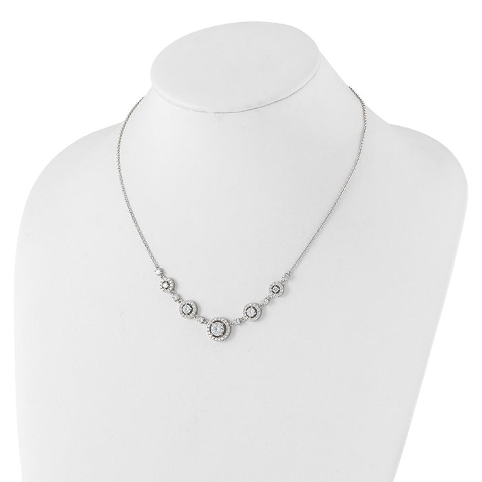 Buy Stylish Cheryl M Sterling Silver Rhodium-Plated 18-Inch Necklace | CZ Halo Design-3