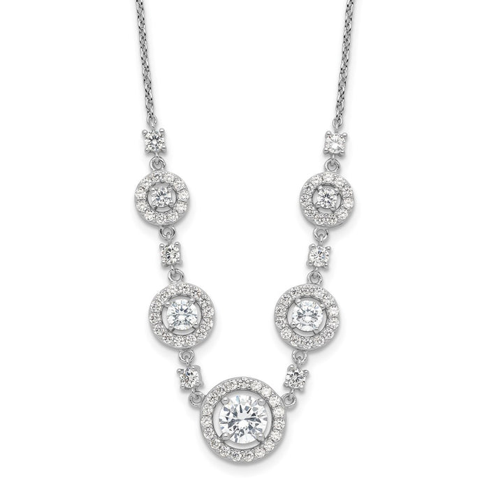 Buy Stylish Cheryl M Sterling Silver Rhodium-Plated 18-Inch Necklace | CZ Halo Design-1