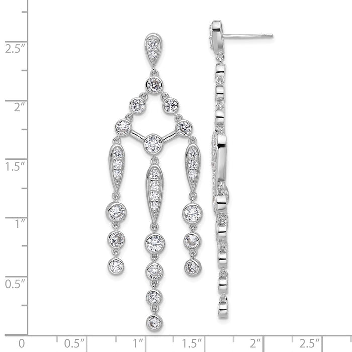 High-Quality Cheryl M Sterling Silver Rhodium-Plated CZ Chandelier Earrings-4