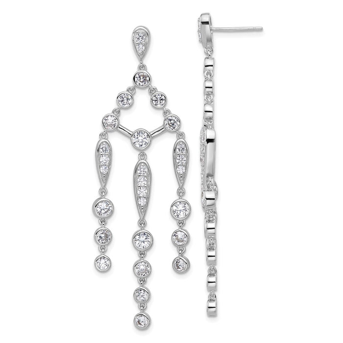High-Quality Cheryl M Sterling Silver Rhodium-Plated CZ Chandelier Earrings-1