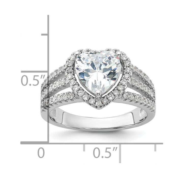 Shop Exclusive Cheryl M Sterling Silver Heart Ring, .85mm Rhodium-Plated, Affordable CZ Halo-5